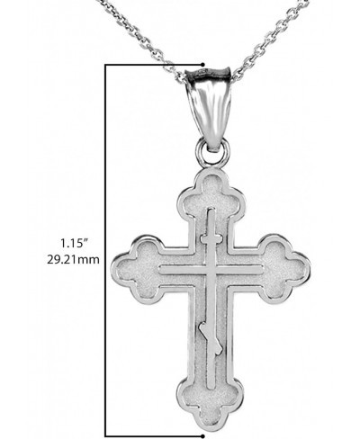 .925 Sterling Silver Russian Eastern Orthodox Cross Crucifix Bottonee Cross Matte Finish Pendant Necklace - Choice of Pendant...