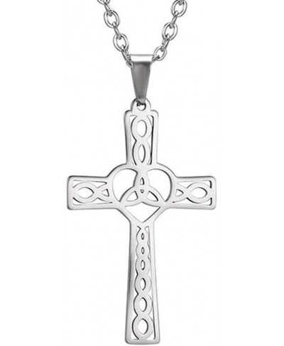 Stainless Steel Celtic Infinity Knot Christian Cross Religious Pendant Necklace $9.71 Pendant Necklaces