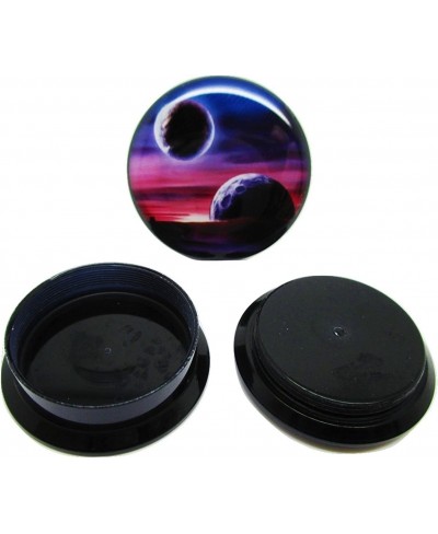 Purple Planets & Moon Ear Plugs - Acrylic Screw-On - 12 Sizes - Pair $19.24 Piercing Jewelry