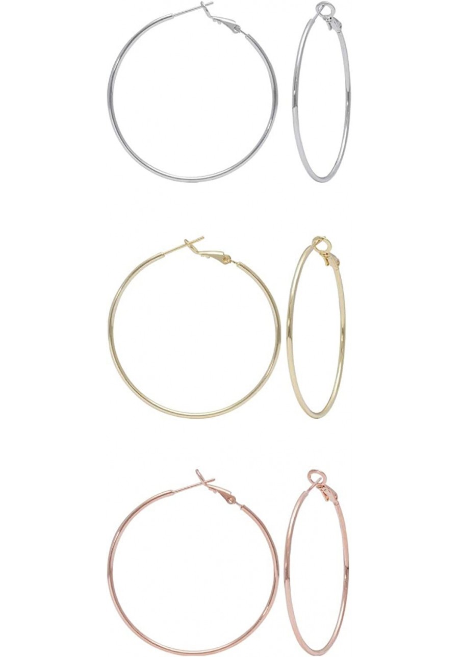 3 Pairs Hoop Earrings Set For Women Huggie Hoops 14K Gold Silver Rose Gold Hypoallergenic Minimalist Lightweight Hoop 15mm - ...