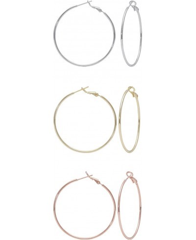 3 Pairs Hoop Earrings Set For Women Huggie Hoops 14K Gold Silver Rose Gold Hypoallergenic Minimalist Lightweight Hoop 15mm - ...