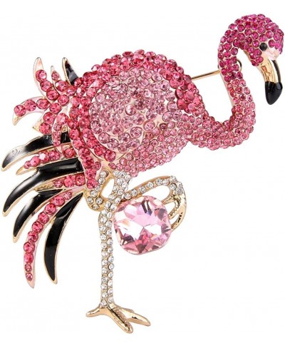 Women's Austrian Crystal Graceful Enamel Flamingo Bird Brooch Gold-Tone $23.41 Brooches & Pins