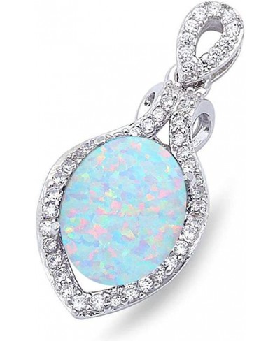 Lab Created Opal & Cubic Zirconia .925 Sterling Silver Pendant 1" Long $18.74 Pendants & Coins