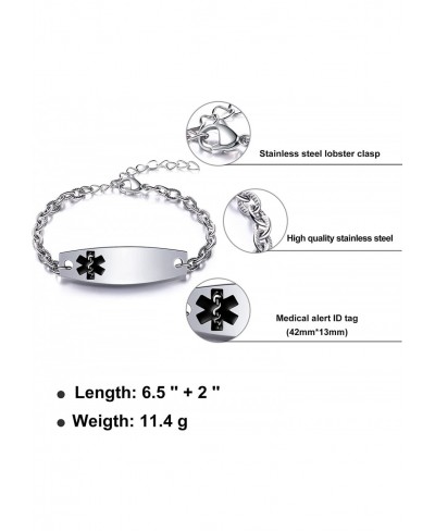 Medical Alert Bracelets for Women Customize Medical Bracelets for Women & Girls Medical ID Bracelets for Women Adjustable Lob...