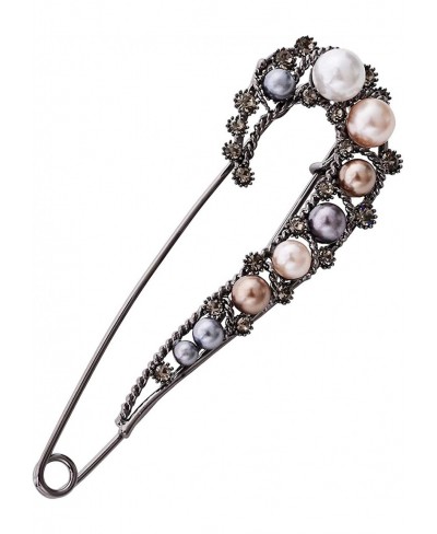 4.1" Retro Crystal Pearl Safety Pin Brooch Cardigan Hat Scarf Pin Lapel Pin Shawl Pin $15.32 Brooches & Pins