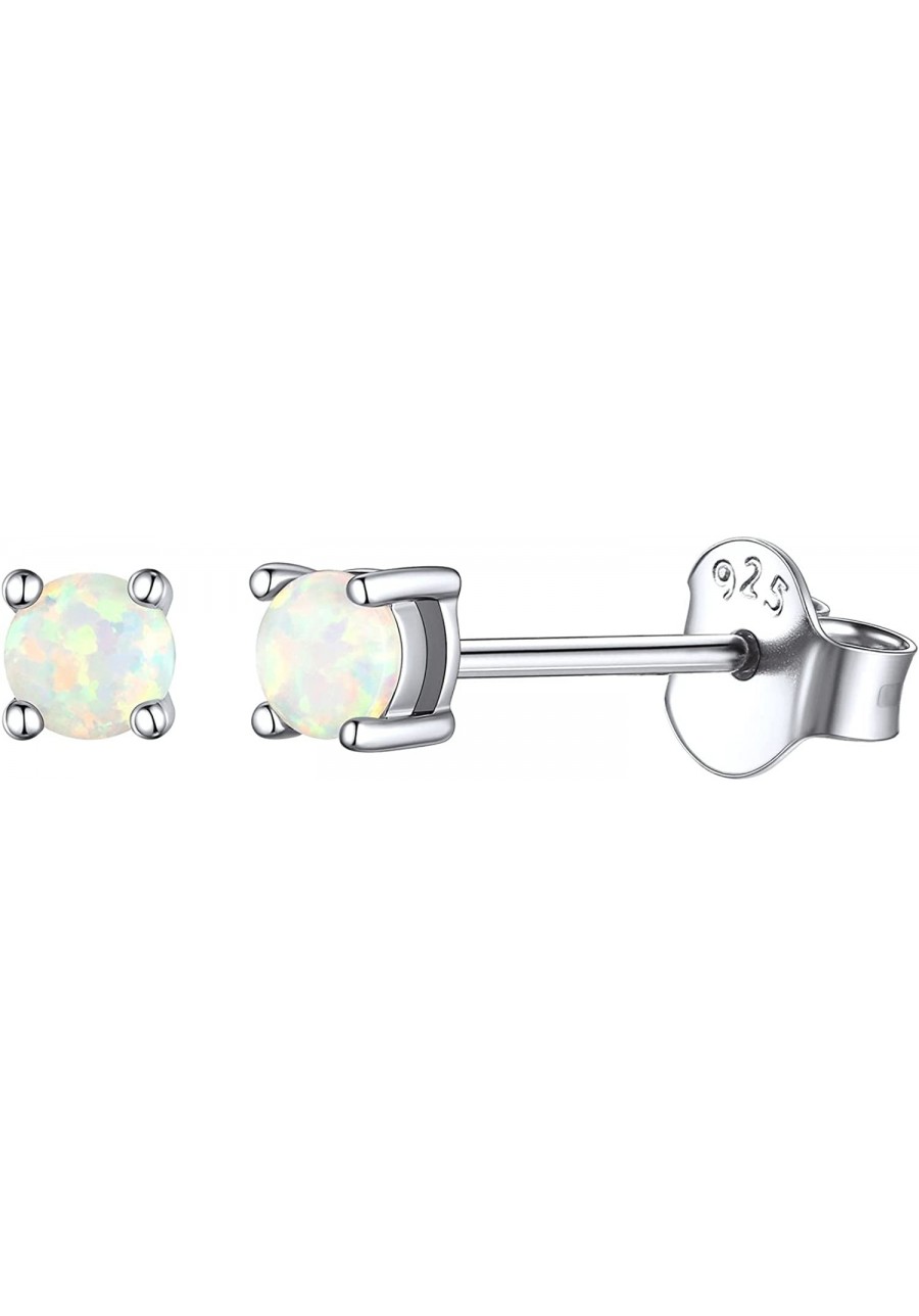 925 Sterling Silver Created White Opal Stud Earrings For Women Hypoallergenic (with Gift Box) $11.76 Stud