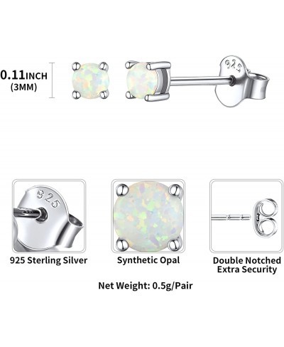 925 Sterling Silver Created White Opal Stud Earrings For Women Hypoallergenic (with Gift Box) $11.76 Stud