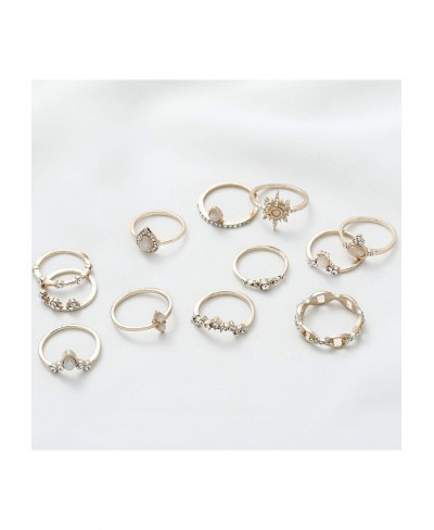 Boho Ring Set Crystal Stackable Rings Gold Joint Knuckle Ring Set for Women and Girls.(12PCS) $10.38 Stacking