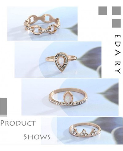 Boho Ring Set Crystal Stackable Rings Gold Joint Knuckle Ring Set for Women and Girls.(12PCS) $10.38 Stacking