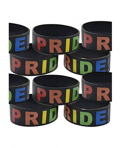 Single Five or Ten Pack (Choose) - Black Silicone Pride Bracelet - Gay & Lesbian LGBT Pride Wristlet with Rainbow Text $20.54...