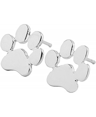 Dog paw Earring Silver Plated Dog Paw Print Ear Studs Dog Lovers Jewelry (silver) $6.46 Stud