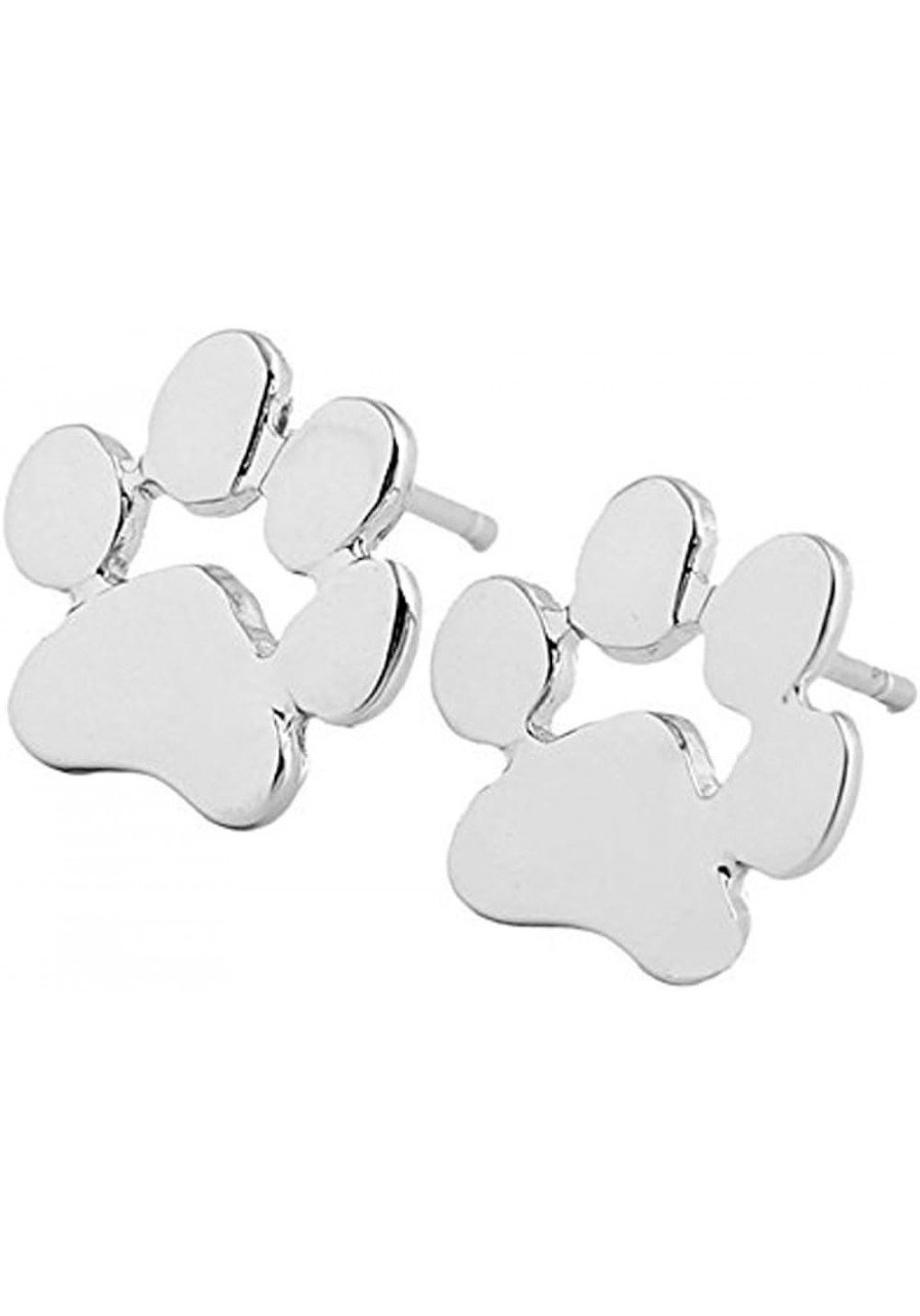 Dog paw Earring Silver Plated Dog Paw Print Ear Studs Dog Lovers Jewelry (silver) $6.46 Stud