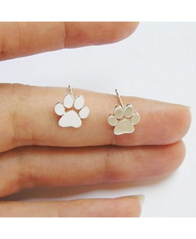 Dog paw Earring Silver Plated Dog Paw Print Ear Studs Dog Lovers Jewelry (silver) $6.46 Stud