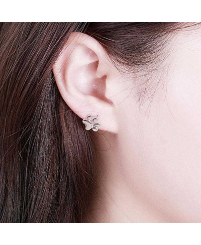 Dog paw Earring Silver Plated Dog Paw Print Ear Studs Dog Lovers Jewelry (silver) $6.46 Stud