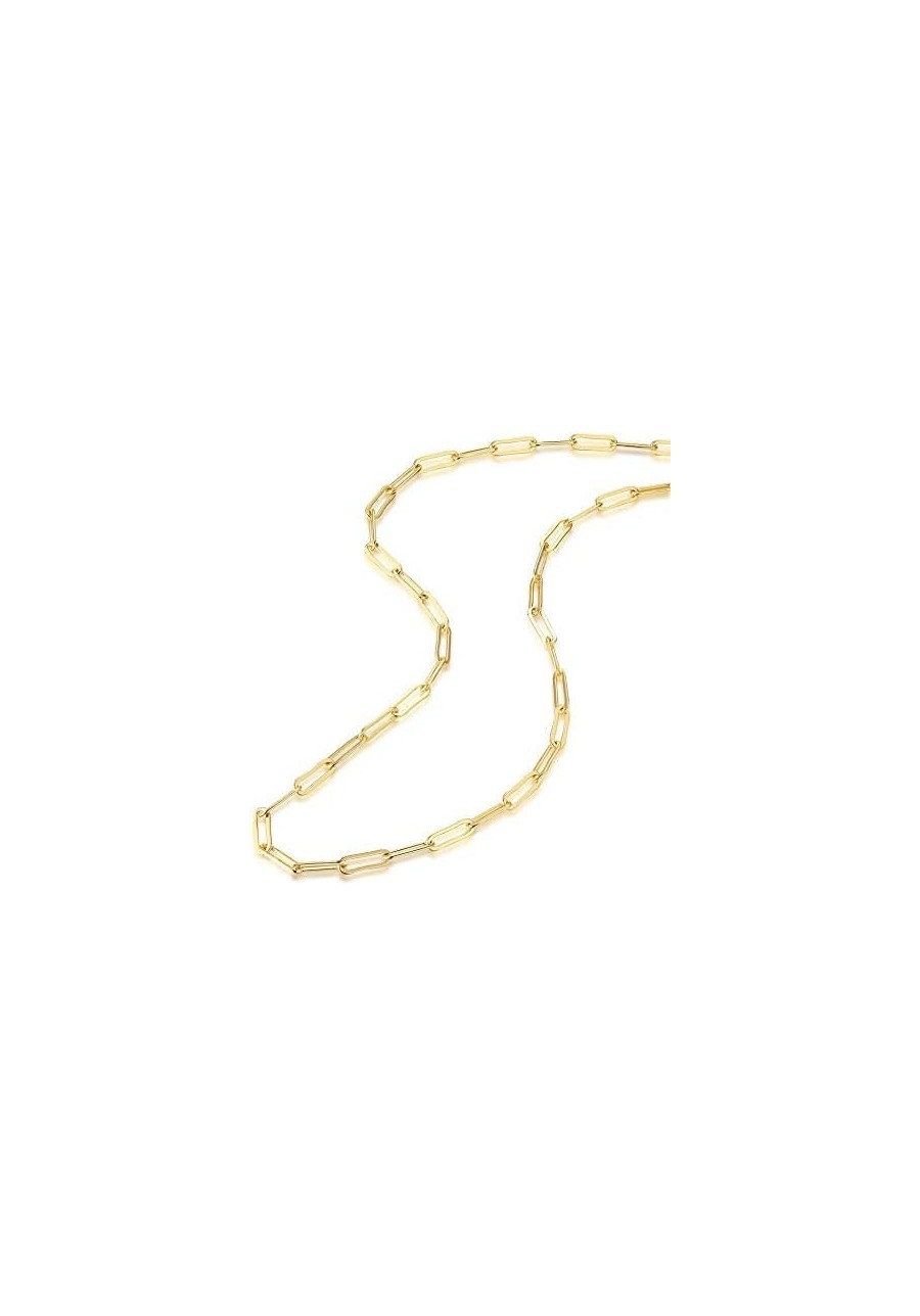 Womens 18K Yellow Gold Plated Paperclip Chain Necklace Gold 2mm 3mm Trending Gold Necklace Matching Bracelets Mini Layering C...