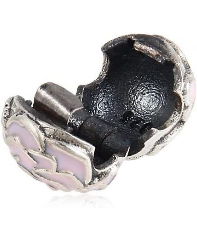 Rose Clip Charm 925 Sterling Silver with Pink Enamel Stopper Charm Spacer Charm for DIY Charms Bracelet $15.00 Charms & Charm...