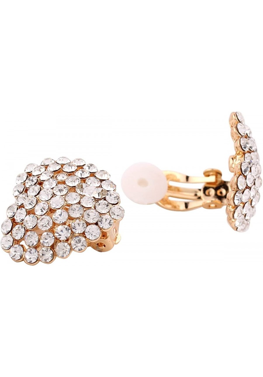 Heart Shape Full Rhinestone Clip on Earrings for Briadl Wedding Fashion Jewelry Good Gift $14.07 Clip-Ons