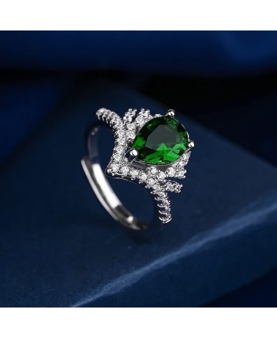 Band Ring for Women Blue/Green/Yellow Cubic Zirconia Adjustable Engagement Wedding Statement Rings Eternity Ring $14.56 Etern...