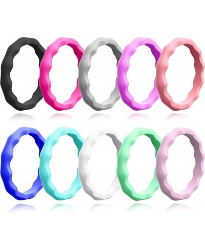 10 Pack Silicone Wedding Ring for Women Thin Stackable Rubber Band Fashion Colorful Comfortable Fit Skin Safe $14.60 Wedding ...