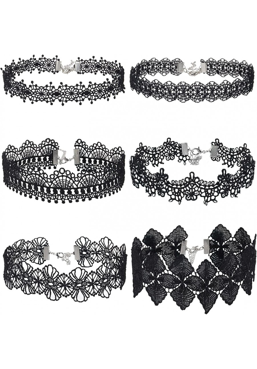 Choker Necklace Black Choker Lace Choker Gothic Necklace for Women Girls Black 6 Pieces $15.39 Collars