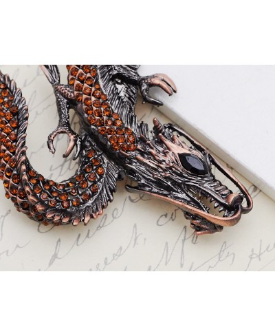 Womens Gunmetal Tone Topaz Colored Rhinestones Antique Dragon Brooch Pin $12.40 Brooches & Pins