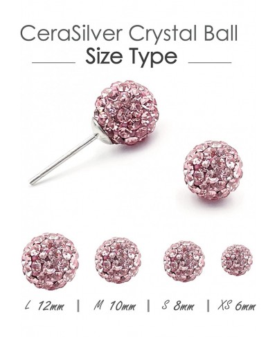 Luxurious Czech Stone Lightpink Crystal Ball Sterling Silver Stud Earrings for Women (4size) $15.08 Ball