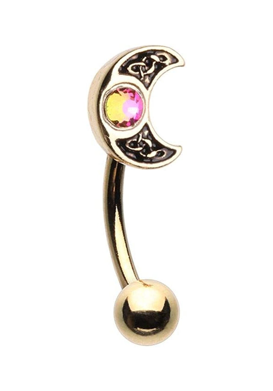 Golden Treasure Celtic Moon Curved Barbell Eyebrow Ring $15.26 Piercing Jewelry