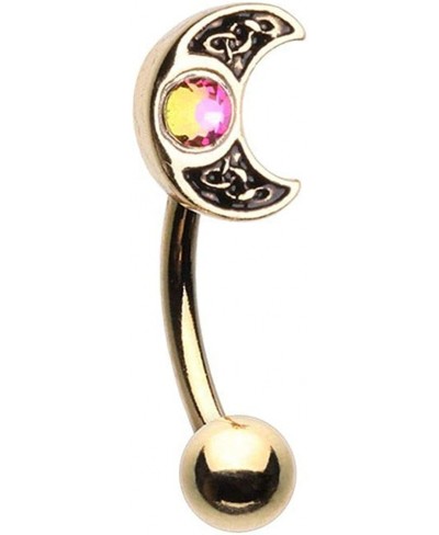 Golden Treasure Celtic Moon Curved Barbell Eyebrow Ring $15.26 Piercing Jewelry
