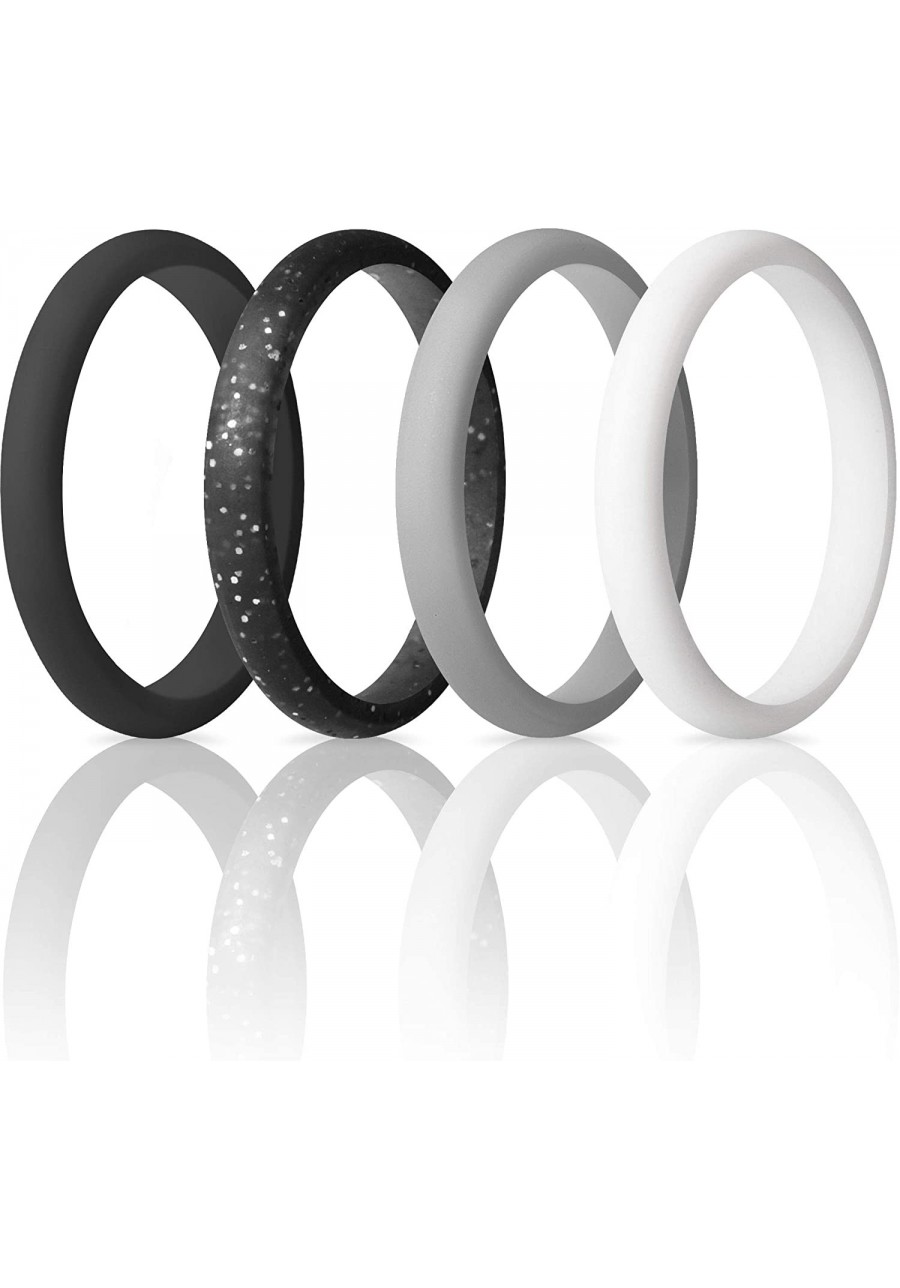 Women's Band Rings Thin and Stackable Silicone Wedding Rings for Women - 2.5mm Width - 1.8mm Thick $9.19 Wedding Bands