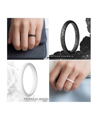 Women's Band Rings Thin and Stackable Silicone Wedding Rings for Women - 2.5mm Width - 1.8mm Thick $9.19 Wedding Bands