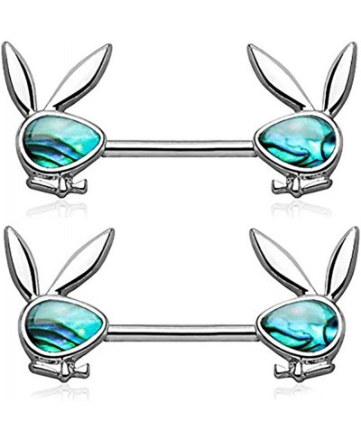 Surgical Steel Abalone Shell Playboy Bunny Emblem Nipple Barbells $19.76 Piercing Jewelry