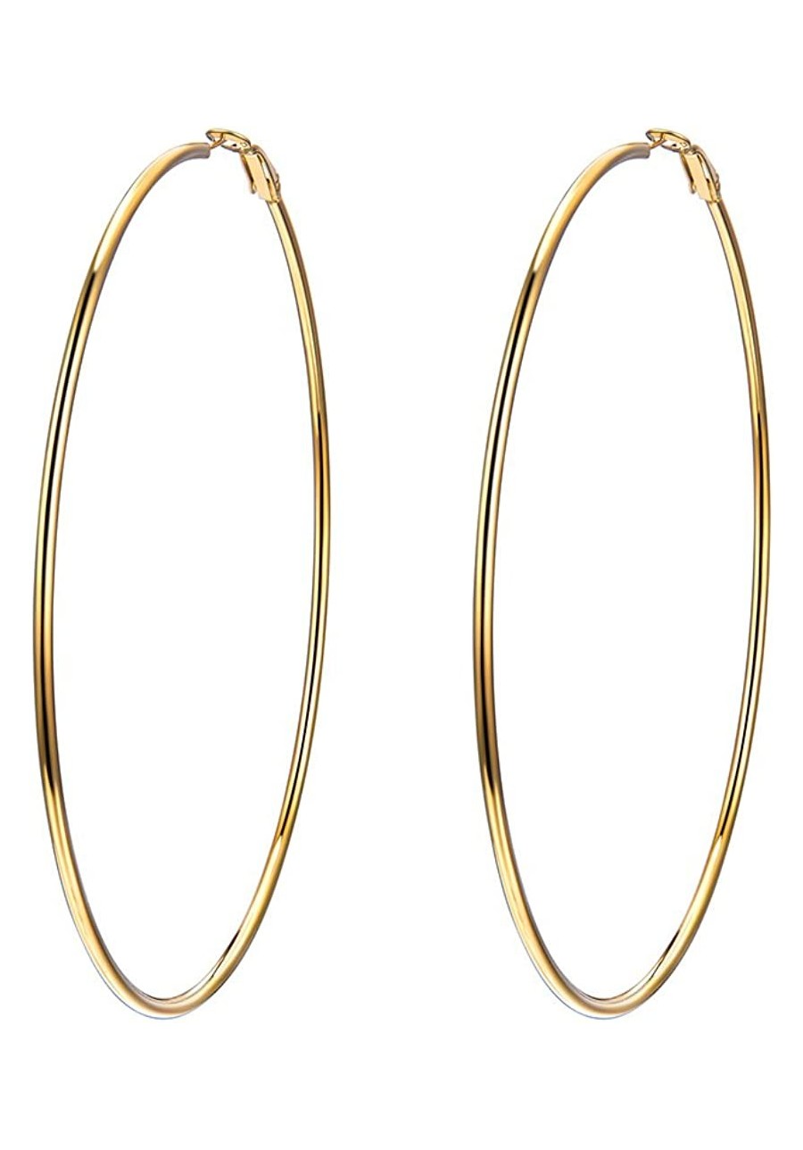 100mm*100mm Oversize Hoop Earrings for Women Black/18K Gold Plated Stainless Steel Big Hoop Earrings Hypoallergenic Statement...