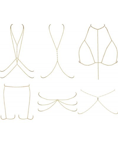 6Pcs Sexy Body Chains for Women Bikini Belly Waist Chain Summer Beach Bra Body Jewelry Set Adjustable $10.46 Body Chains