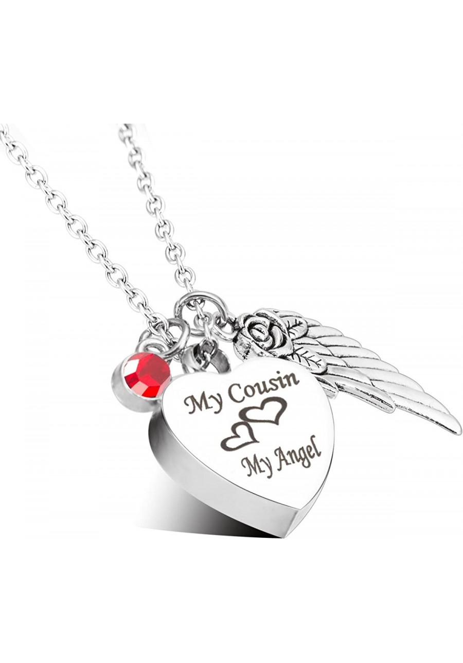 Cremation Urn Jewelry My Cousin My Angel Angel Wings Birthstone Memorial Ash Keepsake Necklace $20.91 Pendant Necklaces
