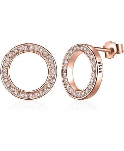 Rose Gold Halo Stud Earrings 925 Sterling Silver with Cubic Zirconia Christmas Day Gift for Women $11.03 Stud