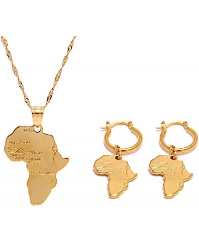 18K Gold Plated African Map Jewelry Sets Necklace Earrings for Women Daily/Party Accessories $12.44 Jewelry Sets