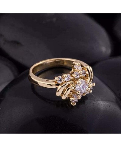 Engagement Rings Rhinestone Gold Plated Flower Vintage Jewelry Wedding Bands Cocktail Elegant Dianty Accessories $5.75 Bands