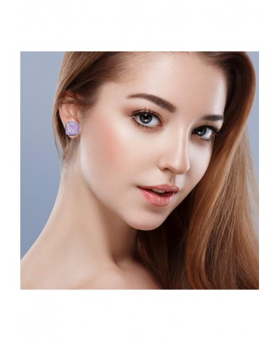 32 Pairs Faux Druzy Stud Earrings Stainless Steel Druzy Stud Earrings Glitter Pierced Earrings for Women Girls (Square Shape)...
