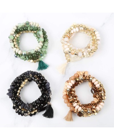 Coin Bead Multi Layer Versatile Statement Bracelets - Stackable Beaded Strand Stretch Bangles Sparkly Crystal Tassel Charm $1...