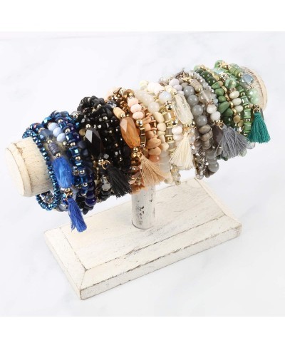 Coin Bead Multi Layer Versatile Statement Bracelets - Stackable Beaded Strand Stretch Bangles Sparkly Crystal Tassel Charm $1...