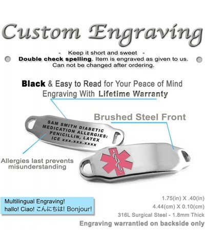 Custom Engraved Medical Toggle Bracelet 316L Stainless Steel Hearts Chain $53.55 Identification