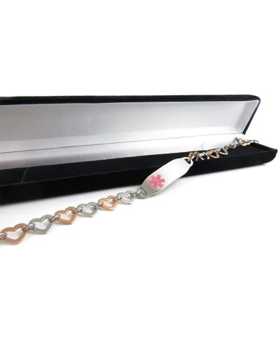 Custom Engraved Medical Toggle Bracelet 316L Stainless Steel Hearts Chain $53.55 Identification