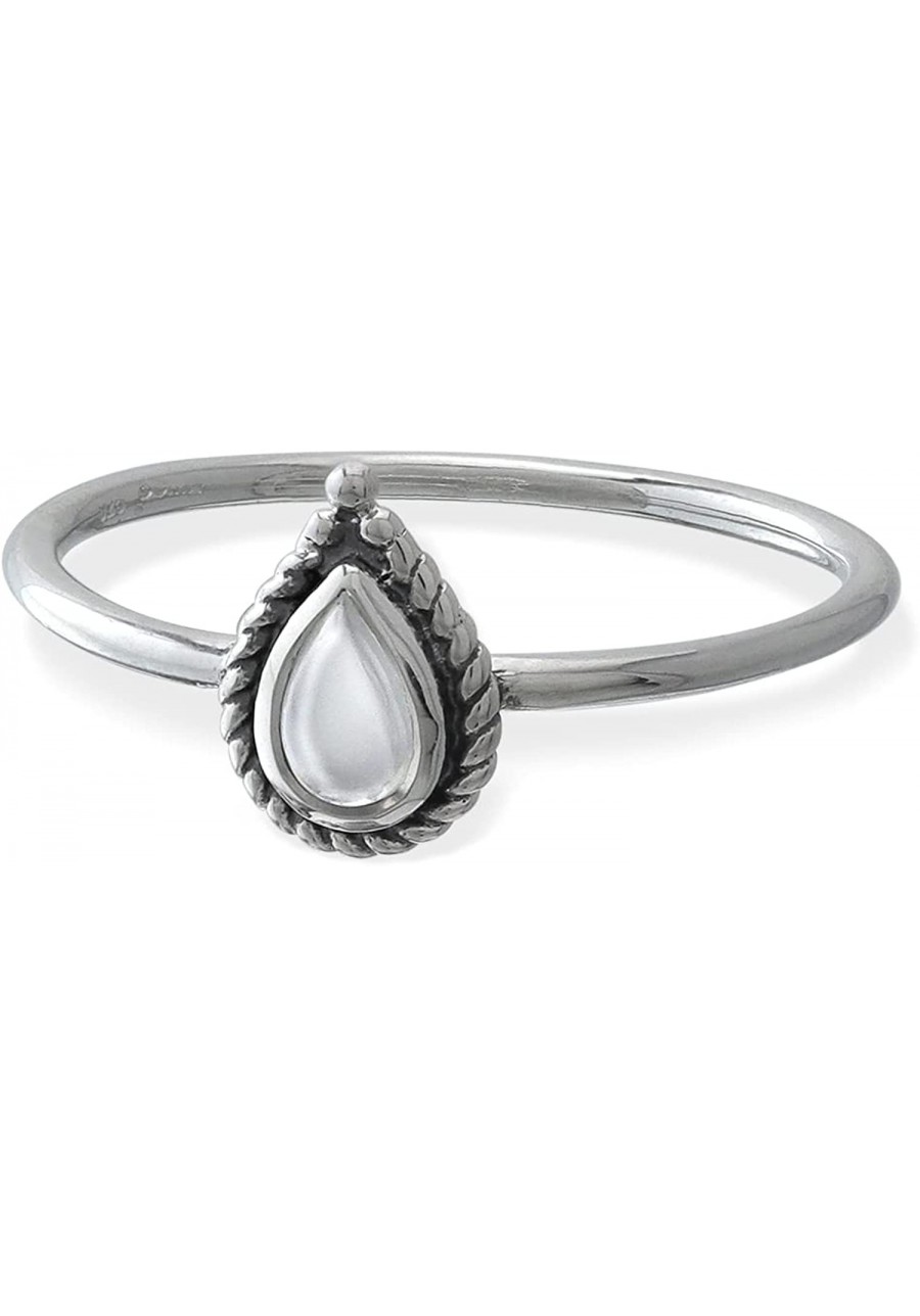 Sterling Silver Moonstone Teardrop Rope Texture Ring $25.73 Statement