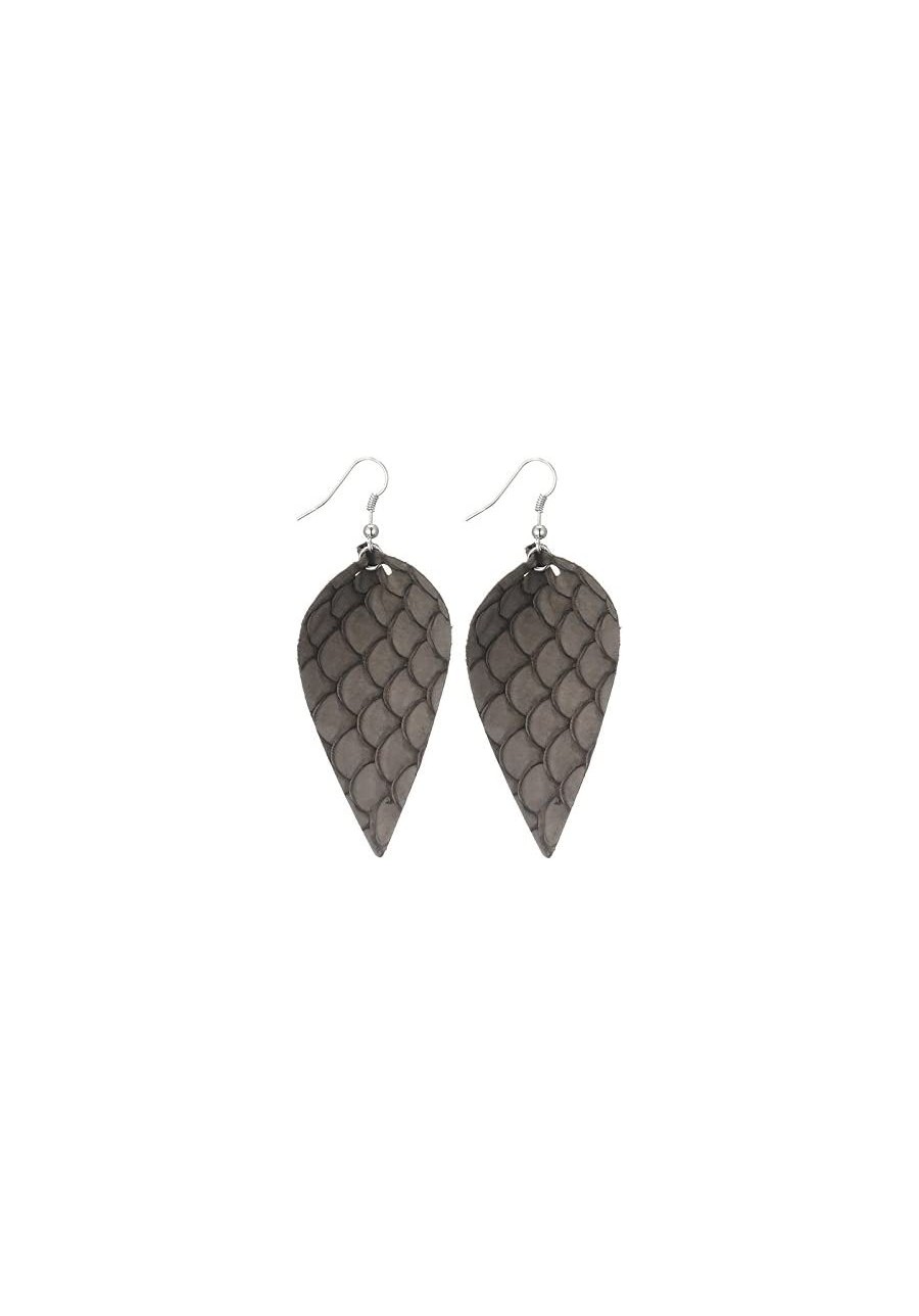 Lightweight Women Real Jewelry Snakeskin Crocodile Leather Leaf Teardrop Earrings Dangle Drop Earring $18.64 Drop & Dangle