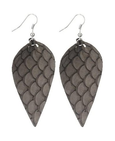 Lightweight Women Real Jewelry Snakeskin Crocodile Leather Leaf Teardrop Earrings Dangle Drop Earring $18.64 Drop & Dangle