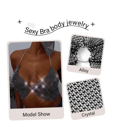 Crystal Body Chain Rhinestone Beach Chest Chain Bikini Bra Jewelry Fashion Beach Prom Rave Body Accessories Jewelry for Women...