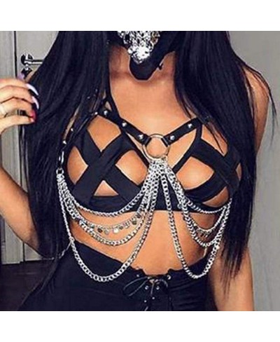 Leather Body Chain Belt Punk Black Body Chain Party Body Waist Belt Body Accessory for Women and Girls (4) $15.54 Body Chains