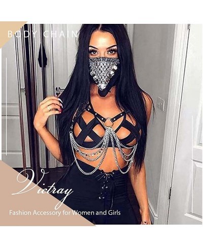 Leather Body Chain Belt Punk Black Body Chain Party Body Waist Belt Body Accessory for Women and Girls (4) $15.54 Body Chains