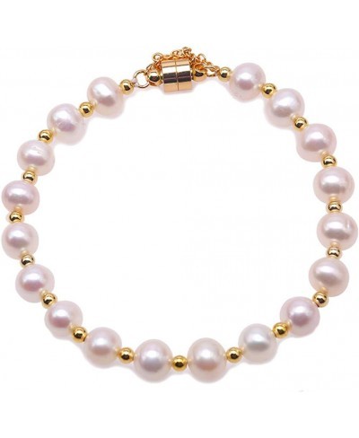 Bracelet for Women AA 6.5-7mm White Freshwater Pearl Bracelets 7" Magnetic Extend Clasp $29.62 Strand
