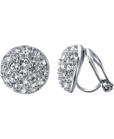 Bling Clip On Earrings For Women Platinum Plated Half Ball Round Clear CZ Cluster Wedding Prom Earings $8.76 Clip-Ons